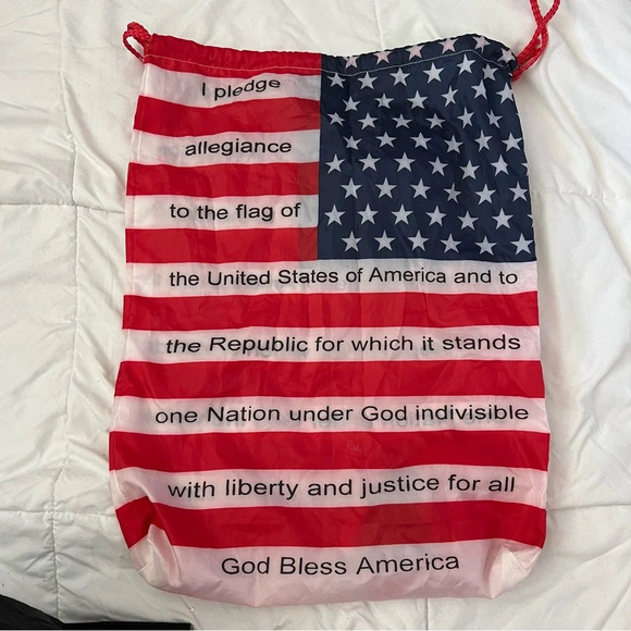 Lightweight American Flag USA Drawstring Knapsack Bag - Picture 4 of 6